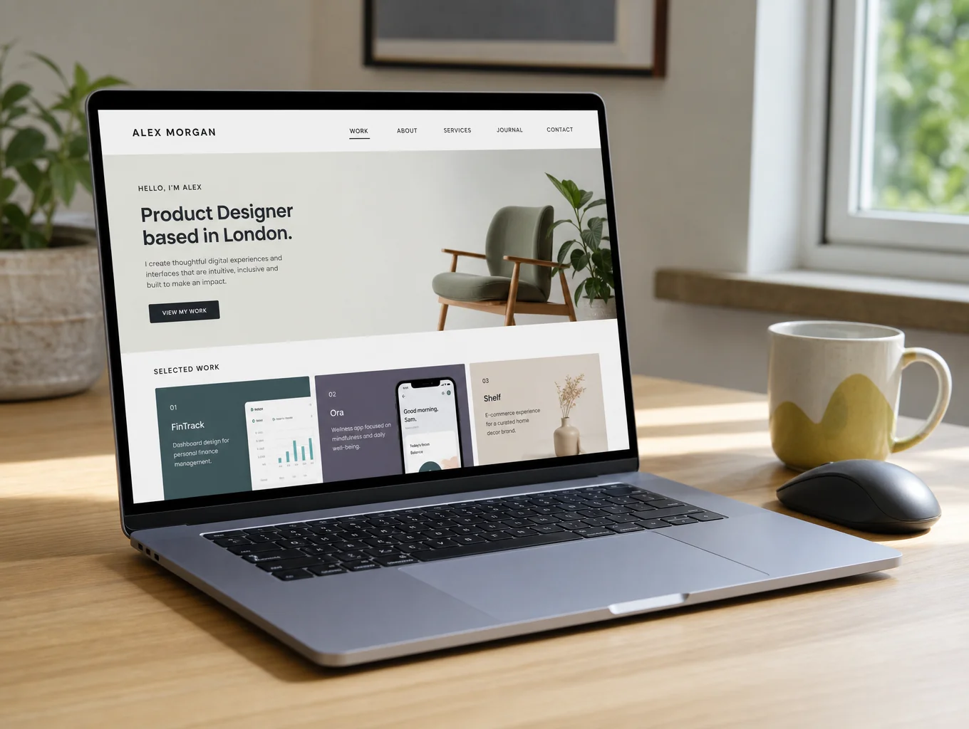 Professional website design mockup displayed on a laptop screen